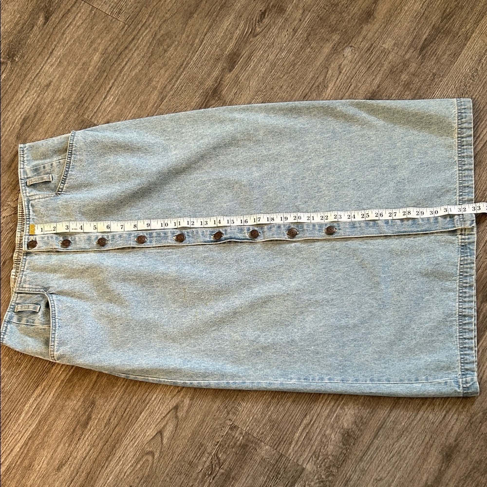 Vintage Bill Blass Denim Midi Skirt Button Front High Waist 10P - Picture 7 of 8